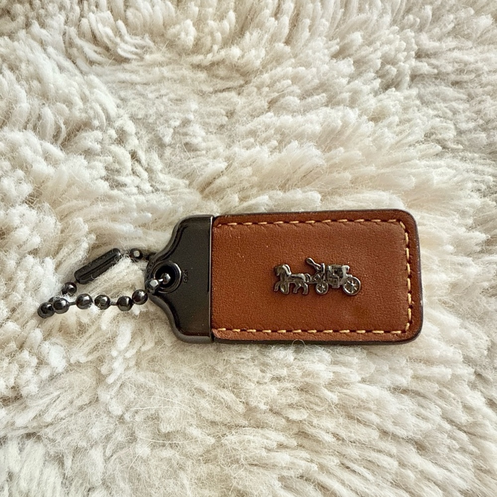 Coach 1941 Horse & Carriage replacement Hangtag Charm, Brown/yellow Rare leather